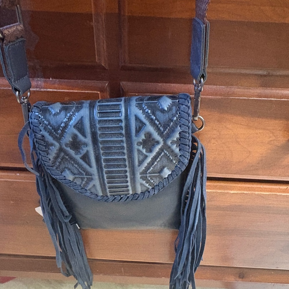 Montana West Blue Crossbody Bag with Fringe